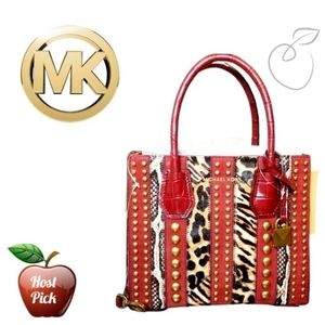 MICHAEL KORS MERCER COLORBLOCK CROSSBODY BRANDY